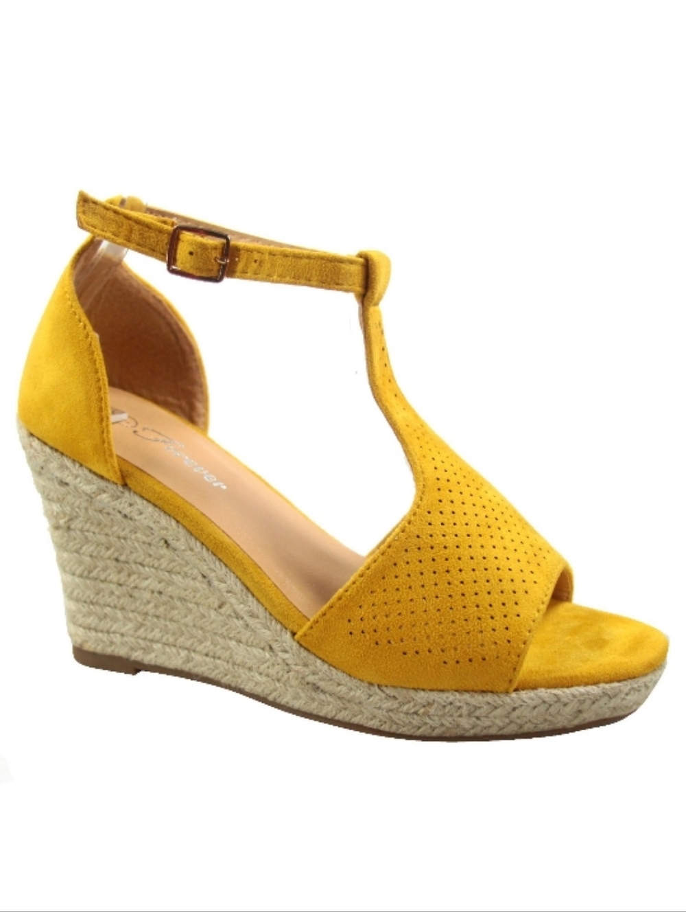 Forever Judith-36 Women's Open Toe T Strap Ankle Strap Espadrille Wedge Sandal 6